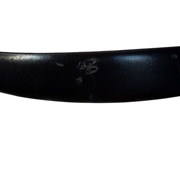 Anne Klein black genuine leather adjustable belt with silver buckle size large - Picture 9 of 11